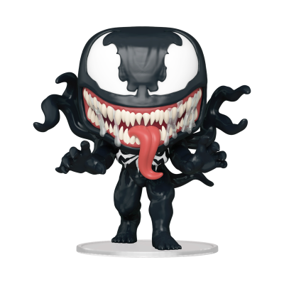 Figura Funko Pop do Venom em plástico preto com língua vermelha