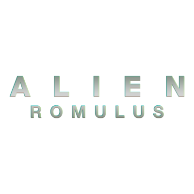 Texto tridimensional ALIEN ROMULUS em fundo branco
