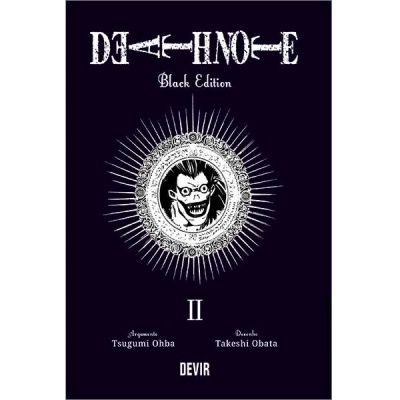 Capa do livro Death Note Black Edition II com ilustração e texto em branco sobre fundo preto