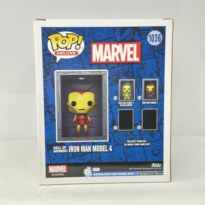 Caixa da figura Pop! Deluxe de Iron Man Model 4 da Marvel