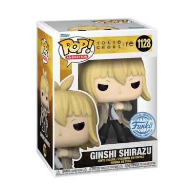 Funko Pop Ginshi Shirazu Tokyo Ghoulre embalagem amarela e cinza