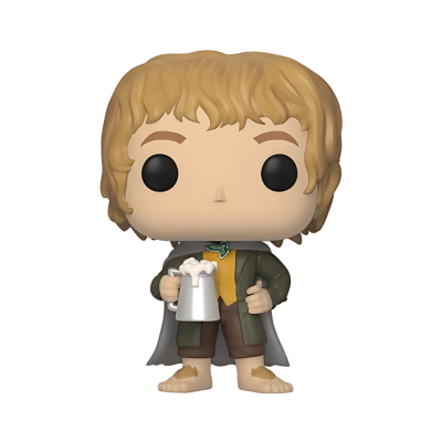 Funko Pop de personagem com cabelo loiro e roupa medieval segurando caneca