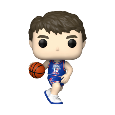 Figura Funko Pop de jogador de basquetebol azul com número 12 e bola de basquete