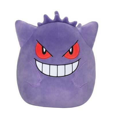 Pelúcia do personagem Gengar do Pokémon roxa com olhos vermelhos