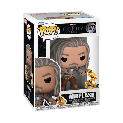 Caixa Funko Pop Whiplash Marvel Infinity Saga 1477 com figura e embalagem visível