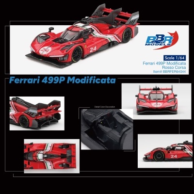 Miniatura Ferrari 499P Modificata vermelho escala 1/64 com número 24