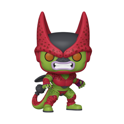 Boneco Funko Pop personagem verde e vermelho com olhos alaranjados e cauda