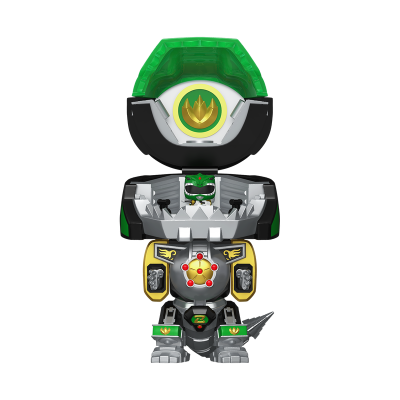 Figura robô Funko Pop com armadura verde, preta e amarela