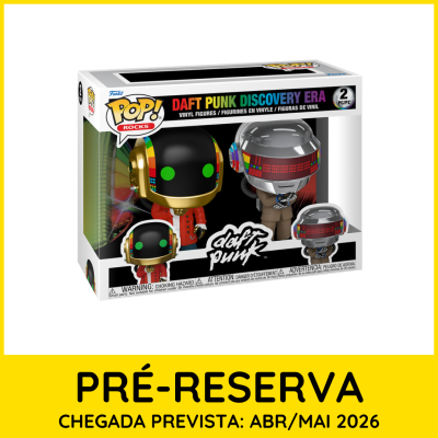 Conjunto Funko Pop! Daft Punk Discovery Era com duas figuras vinyl coloridas em embalagem