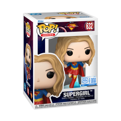 Funko Pop! Supergirl nº 632 em embalagem de papelão com janela transparente