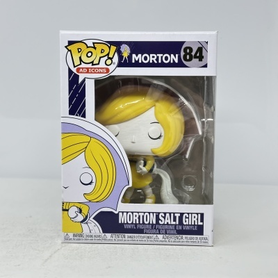 Embalagem de figura colecionável POP! Morton Salt Girl em vinil com cabelos amarelos.