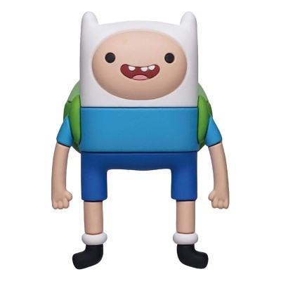 Figura de brinquedo de personagem com roupa azul e mochila verde