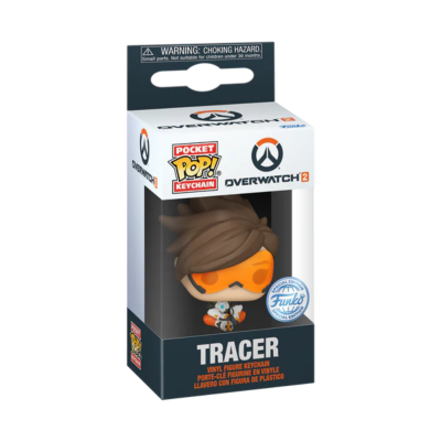 Chaveiro Funko Pocket Pop! Tracer do Overwatch 2 em embalagem