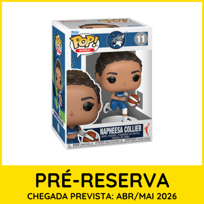 Figura Funko Pop da jogadora Napheesa Collier com uniforme azul Minnesota em caixa