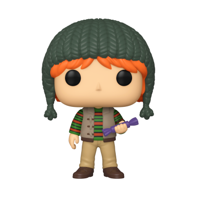 Figura Funko Pop de boneco com gorro verde e cabelo laranja