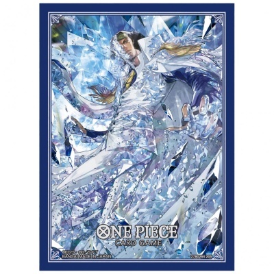 Capa para cartas do One Piece Card Game com ilustração azul e branca de personagem em efeito cristal