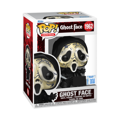 Caixa Funko Pop! Ghost Face 1962 com boneco vinil máscara branca e traje preto