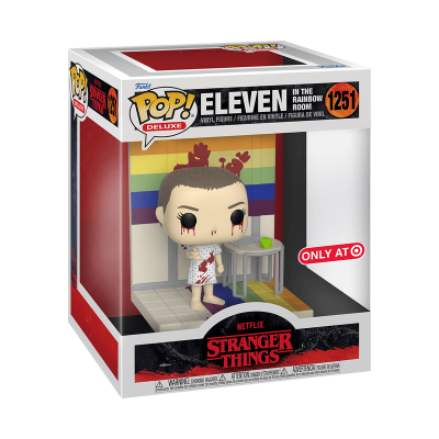 Figurina Funko Pop! Deluxe Eleven Stranger Things nº 1251 com cenário e embalagem