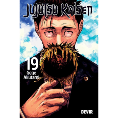 Capa do livro manga JUJUTSU KAISEN, volume 19, com personagem segurando uma flor seca