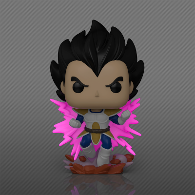 Funko Pop Vegeta com aura rosa e base de pedras