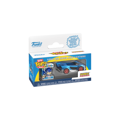 Embalagem Funko Bitty Pop! Rides Sonic the Hedgehog com carro azul e preto