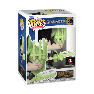 Figura Funko Pop! Yuno Spirit of Zephyr da série Black Clover na caixa