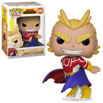 Figura Funko Pop! Silver Age All Might de My Hero Academia com cabelo loiro e roupa colorida