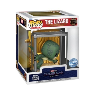 Funko Pop! Deluxe The Lizard da série Spider-Man No Way Home em caixa com janelas transparentes