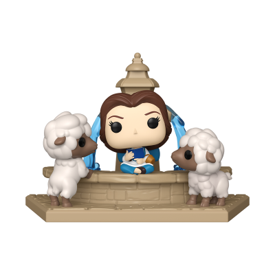 Funko Pop de rapariga com duas ovelhas junto a uma fonte