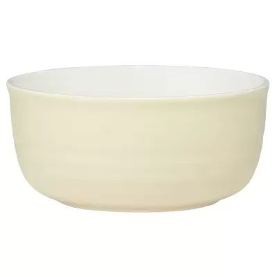 Tigela de cerâmica creme com interior branco