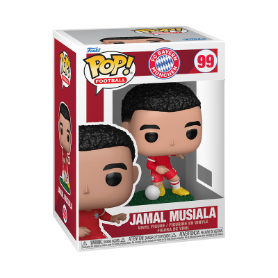 Figura de vinil Funko Pop! Jamal Musiala com uniforme vermelho do FC Bayern München