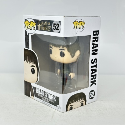 Figura de vinil Funko Pop! Bran Stark número 52 da Game of Thrones em caixa branca com janela transparente