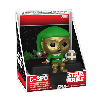 Funko Pop C-3PO Star Wars traje de elfo em caixa