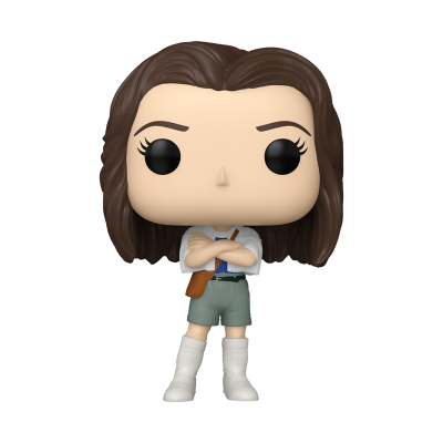 Figura colecionável Funko Pop com cabelo castanho e roupa casual