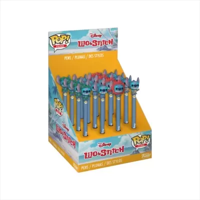 Expositor com canetas Disney Lilo & Stitch com cabeças de personagem Stitch em diferentes cores