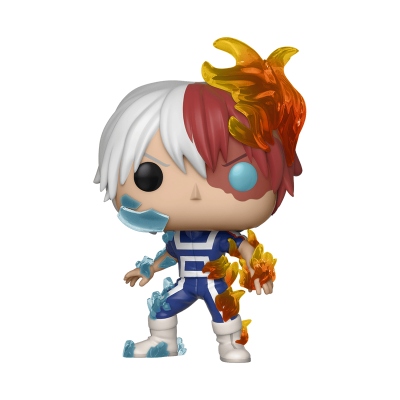 Figura Funko Pop com cabelo bicolor e efeitos de chamas e gelo