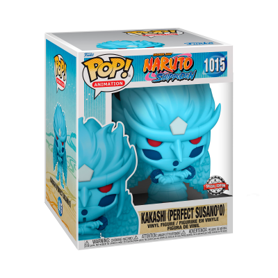 Figura Funko Pop Animation Kakashi Perfect Susano'o azul e vermelho em embalagem