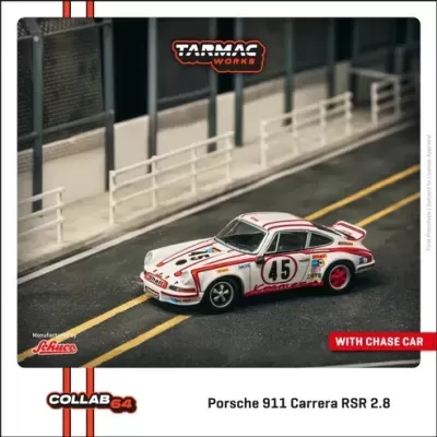 Modelo de carro Porsche 911 Carrera RSR 2.8 branco em pista de corrida em miniatura