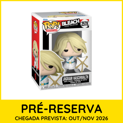 Figura Funko Pop! Jugram Haschwalth de Bleach em caixa com detalhes vermelhos e brancos