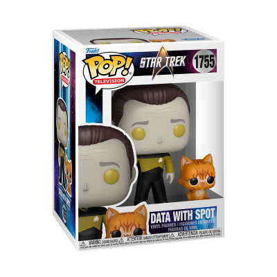 Funko Pop! Data com o gato Spot da série Star Trek na caixa.