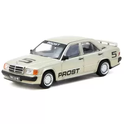 Miniatura de carro de corrida Mercedes-Benz bege metálico com decalques e rodas brancas