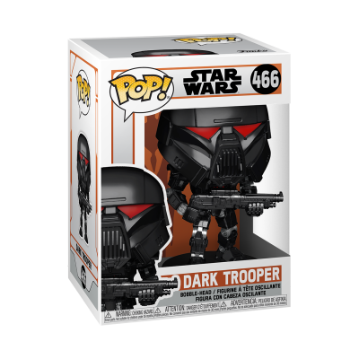 Boneco colecionável POP! Star Wars Dark Trooper número 466 na embalagem