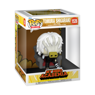 Figura Funko Pop Tomura Shigaraki em caixa com janela transparente e texto My Hero Academia