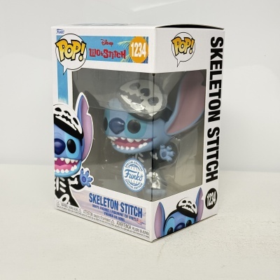 Figura de vinil Skeleton Stitch da coleção Funko Pop! na caixa