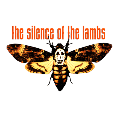 Mariposa com padrão amarelo e preto e texto the silence of the lambs