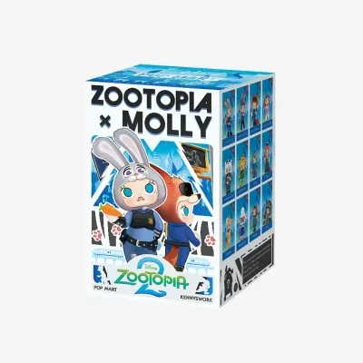 Embalagem de figura colecionável Zootopia x Molly com personagens coelho e raposa