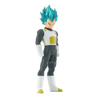 Figura de ação Vegeta com cabelo azul metálico e roupa preta e branca