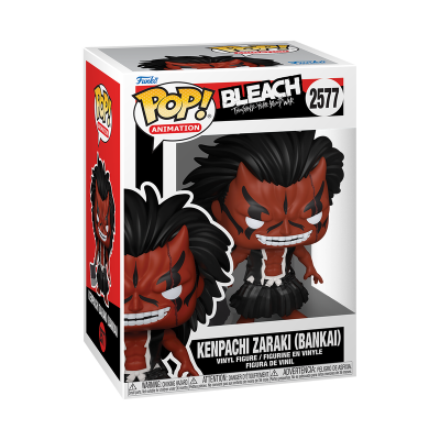 Figura vinyl Kenpachi Zaraki (Bankai) de Bleach em caixa com design vermelho e branco