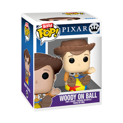 Figura de vinil Woody numa bola em embalagem Bitty Pop! Pixar