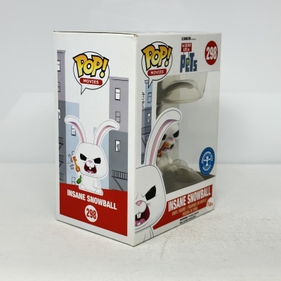 Caixa de figura pop de vinil Insane Snowball, branca com detalhes em vermelho e número 298.